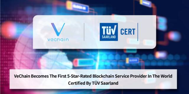 VeChain Becomes The First 5-Star-Rated Blockchain Service Provider In The World, Certified By TÃVâ¦